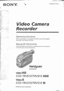 Sony CCD TRV 61 E manual. Camera Instructions.